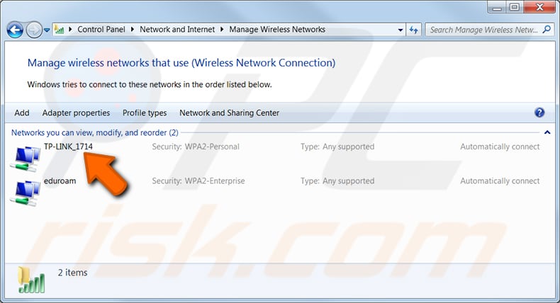 Finden Sie das Wi-Fi-Passwort eines Netzwerks, mit dem Sie zuvor in Windows 7 verbunden waren Schritt 3