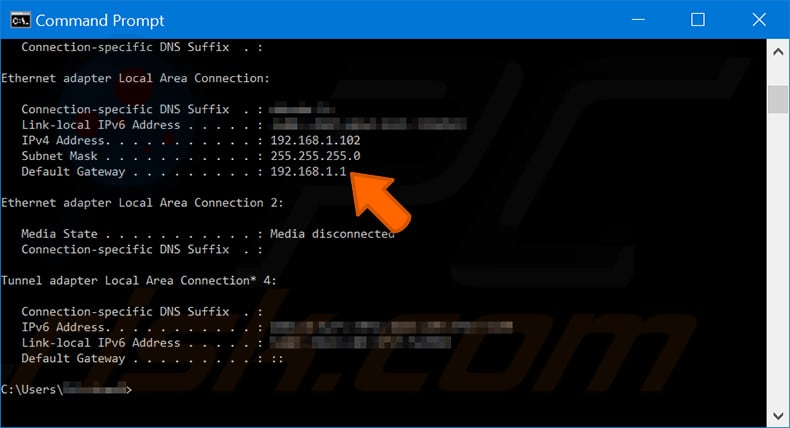 Finden Sie Ihre IP-Adresse Ethernet-Adapter Lokale Verbindung