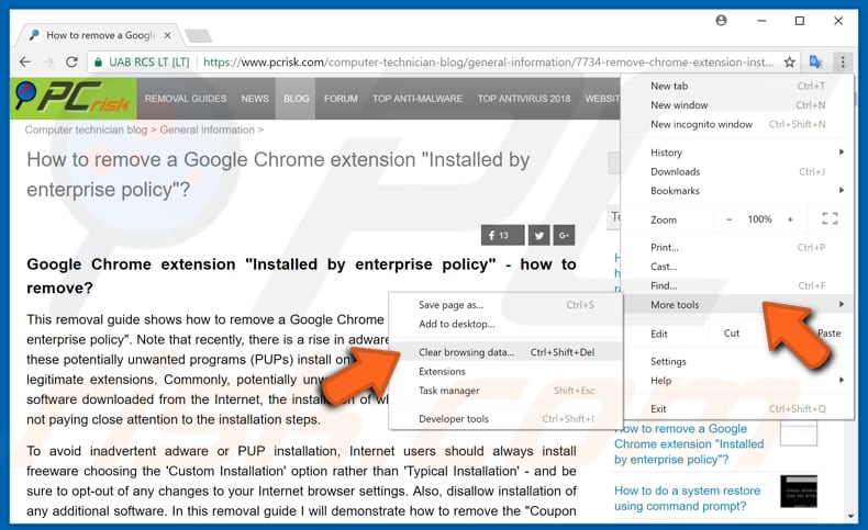 Google Chrome durch Löschen der Browserdaten schneller machen Schritt 1