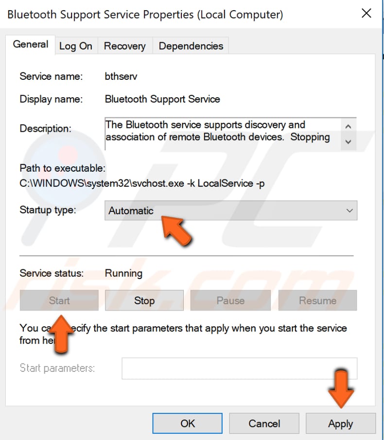 Besuchen Sie den Bluetooth-Support-Dienst Schritt 3