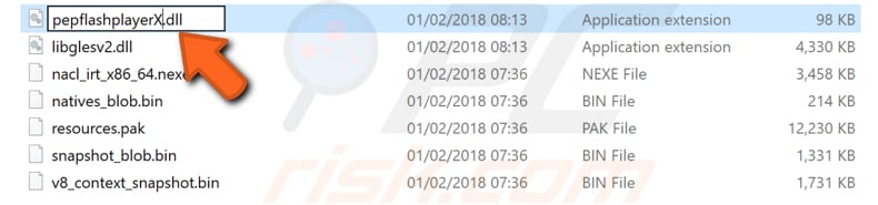 Die pepflashplayer.dll Datei umbenennen