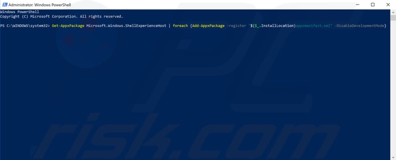 ShellExperienceHost und Cortana neu registrieren Schritt 2