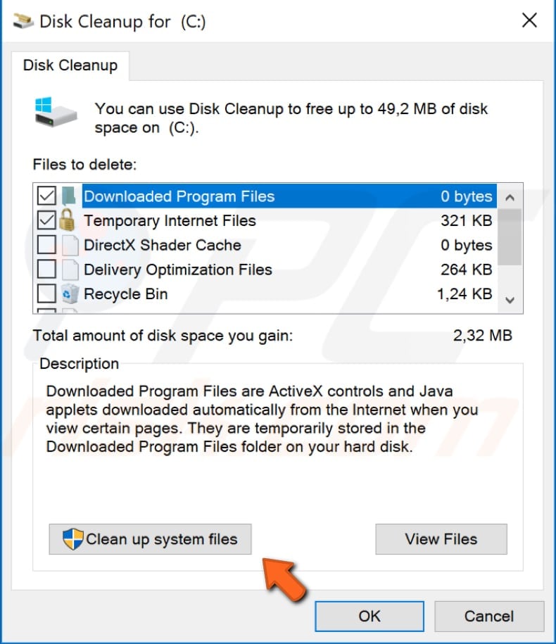 Temporäre Dateien und Ordner mit Disk Cleanup entfernen Schritt 2