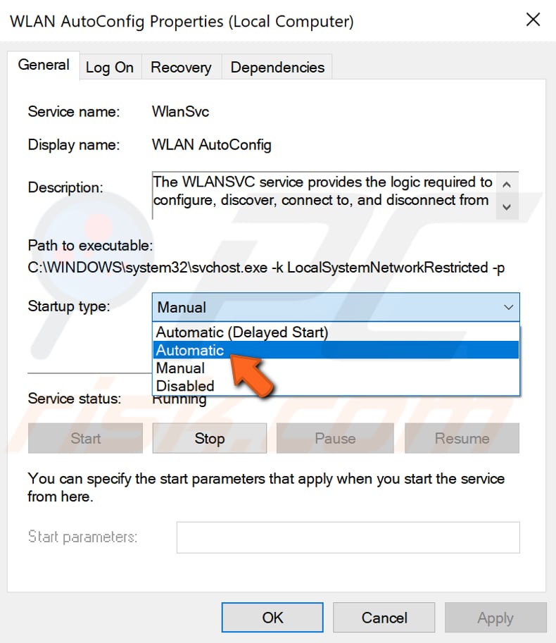 Den Starttyp des Dienstes WLAN AutoConfig ändern Schritt 3