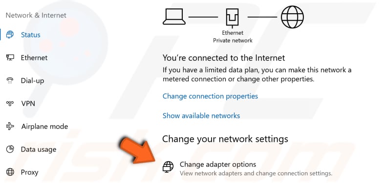 Adapteroptionen prüfen Schritt 2