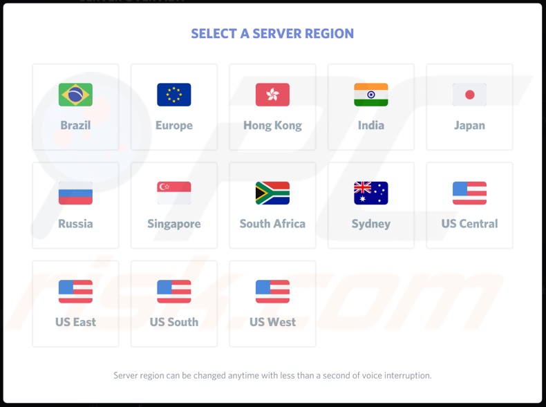 Wählen Sie die Server-Region