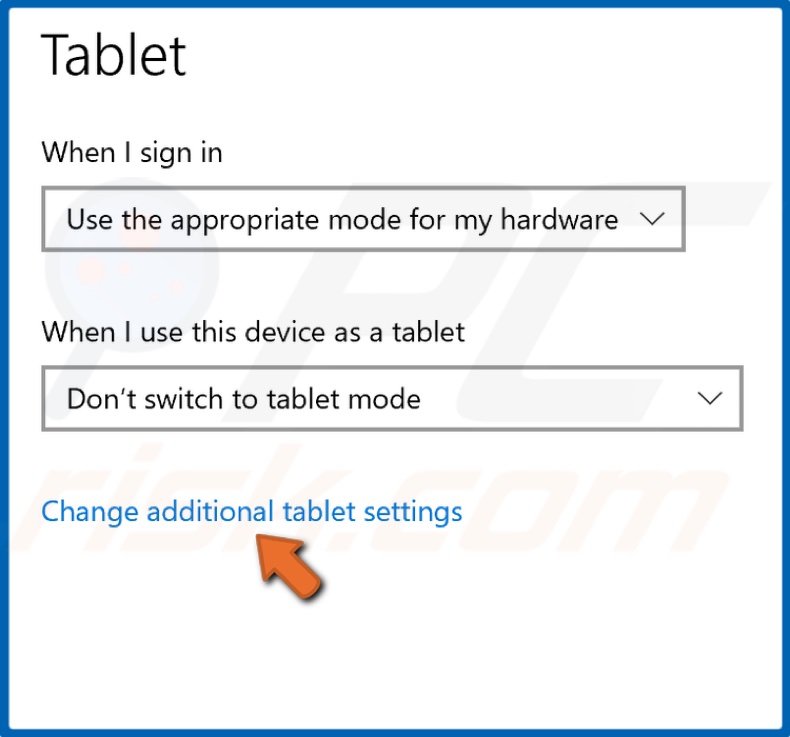 Klicken Sie auf Zusätzliche Tablet-Einstellungen ändern