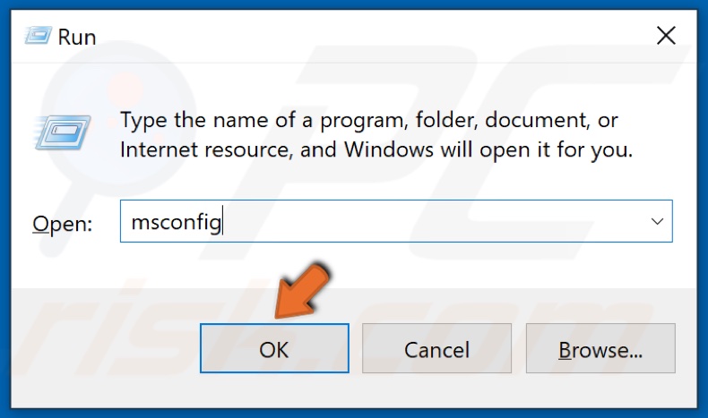 Geben Sie MSConfig in Ausführen ein und klicken Sie auf OK.