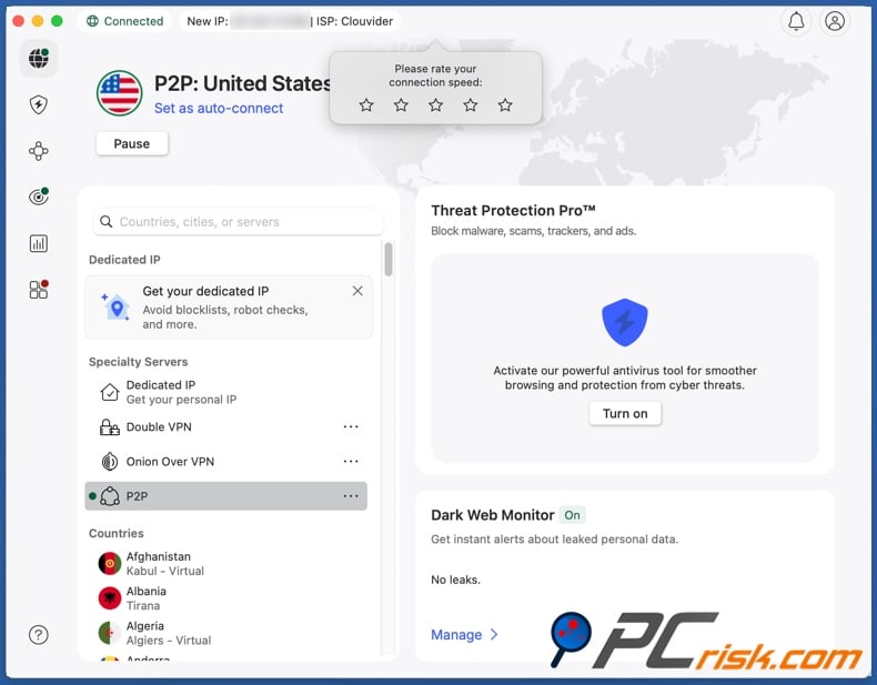 NordVPN verbunden mit den USA