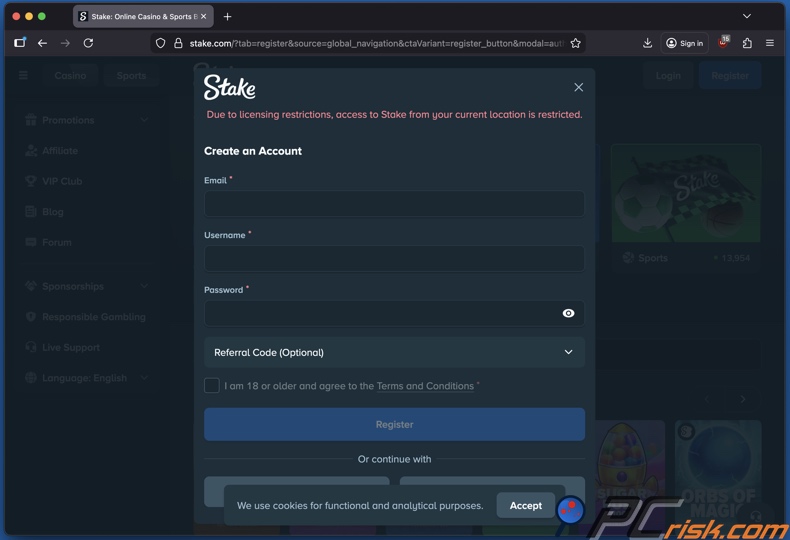 Stake In Ihrer Region nicht verfügbar