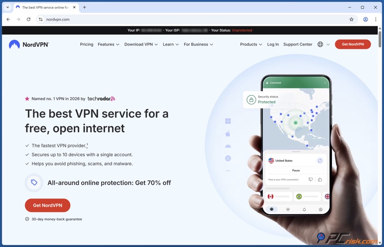 NordVPN-Startseite