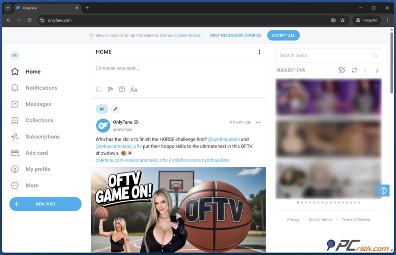 OnlyFans-Startseite