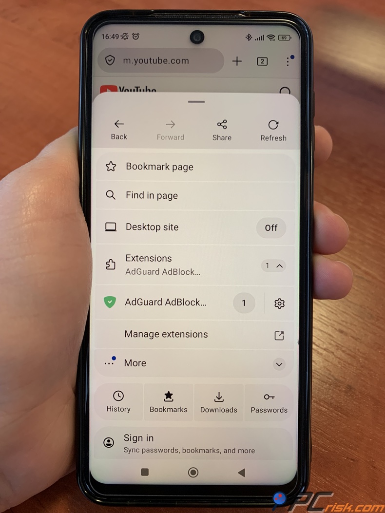 AdGuard-Erweiterung für Firefox auf Android