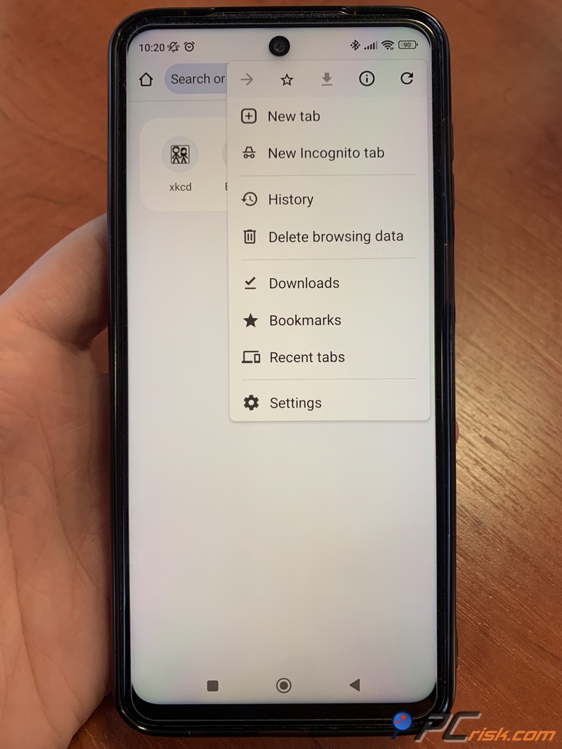 Android Adblock Browser APB-Menü
