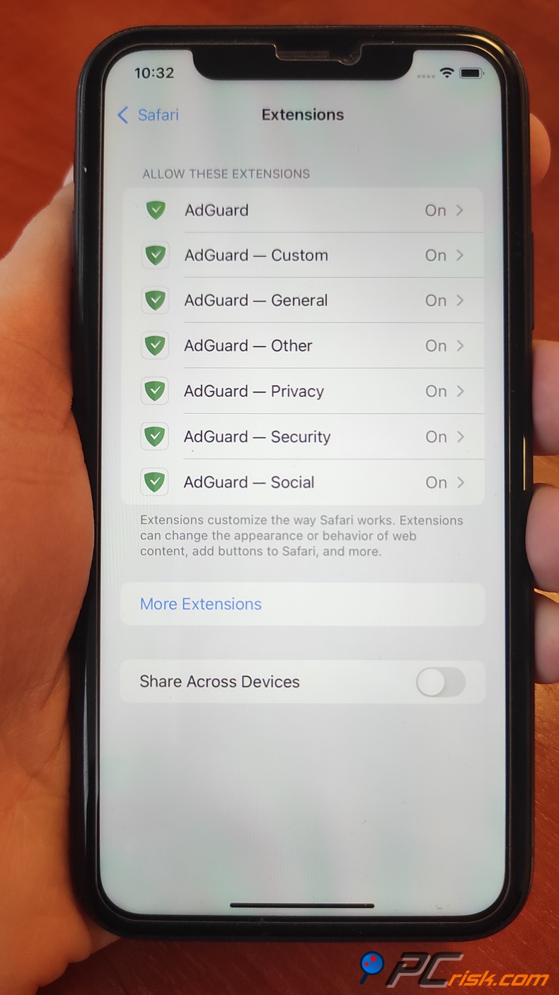 iPhone AdGuard Safari-Erweiterung