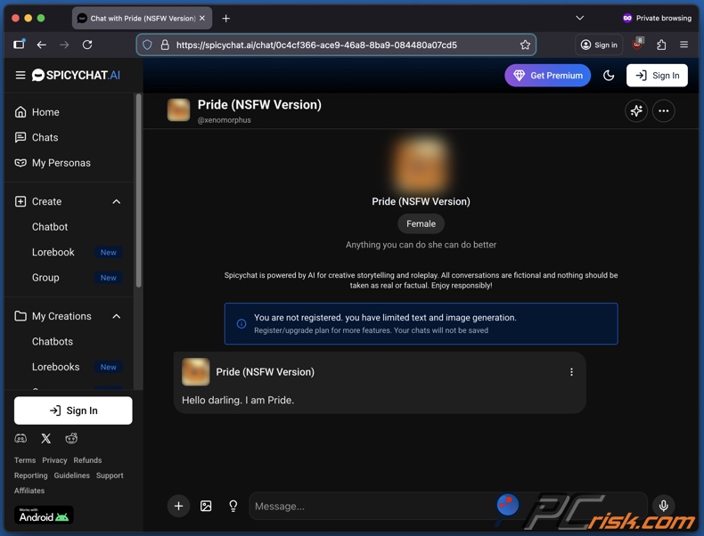 Spicy Chat AI Zugriff ohne Registrierung