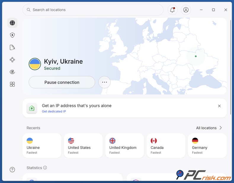 NordVPN verbunden mit der Ukraine