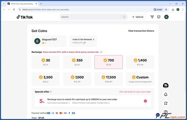 TikTok Coin Nachfüllpackung