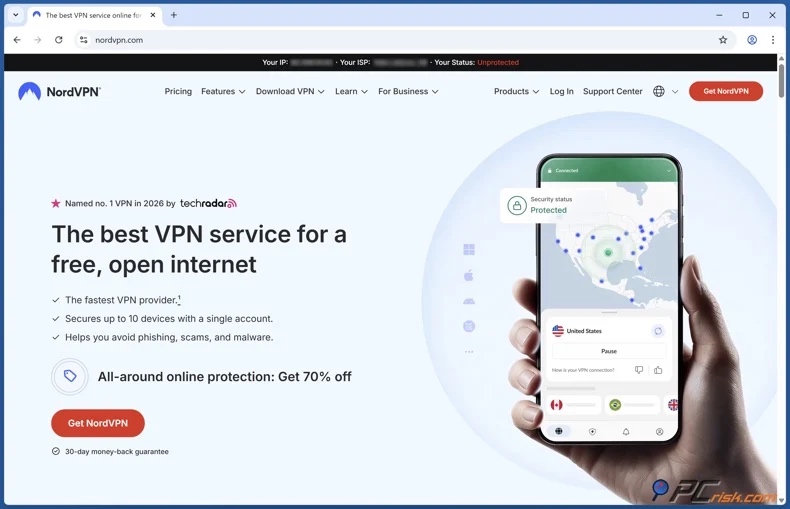NordVPN homepage