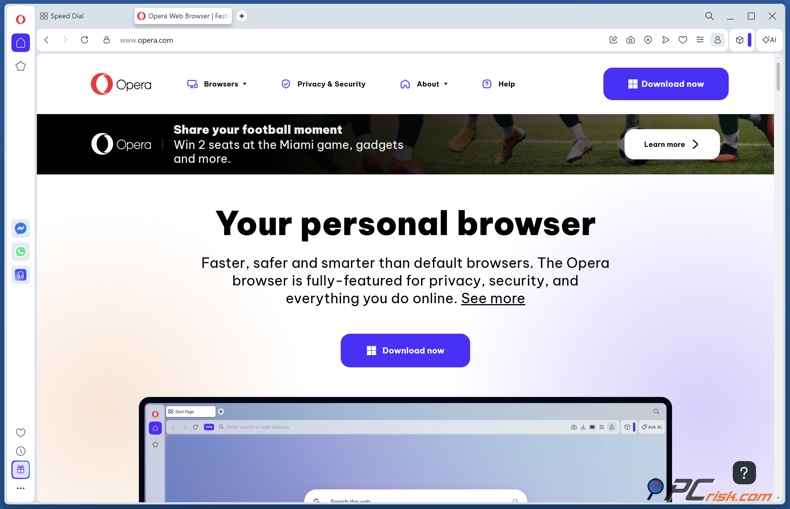 Opera browser download page