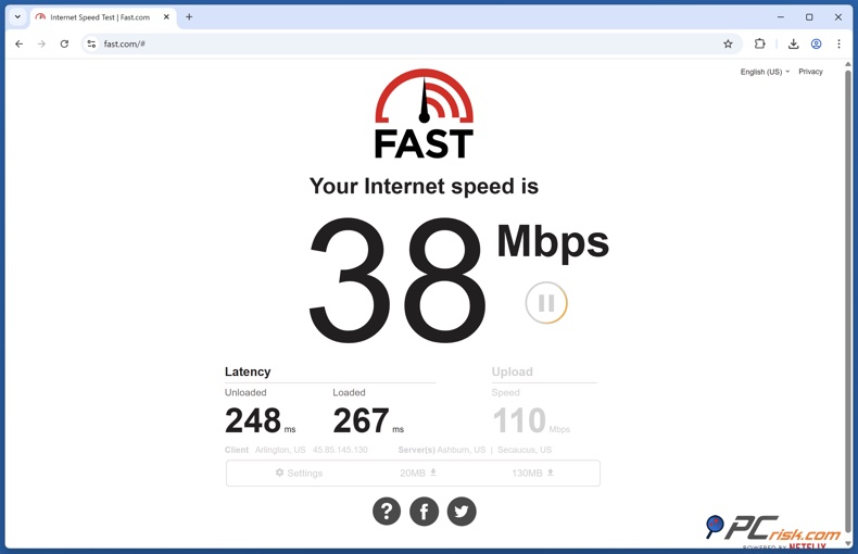 VPN-Standort auf fast.com prüfen