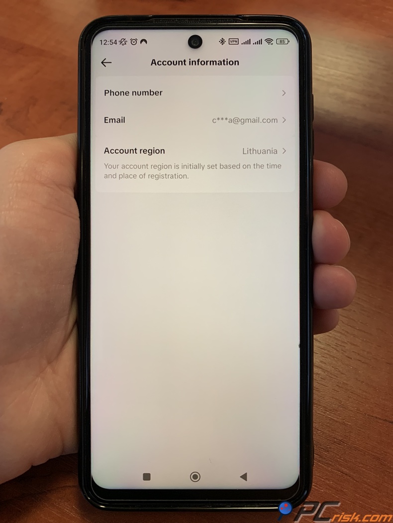 TikTok Kontoinformationen