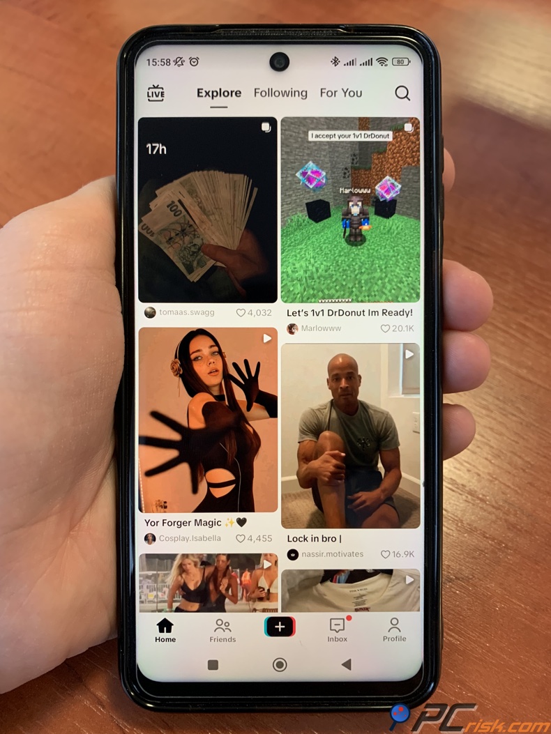 TikTok Entdecken-Fenster