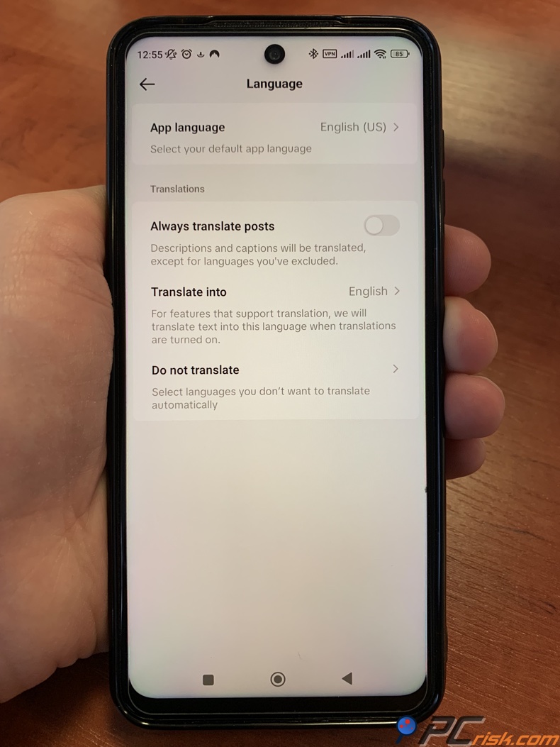TikTok Spracheinstellungen