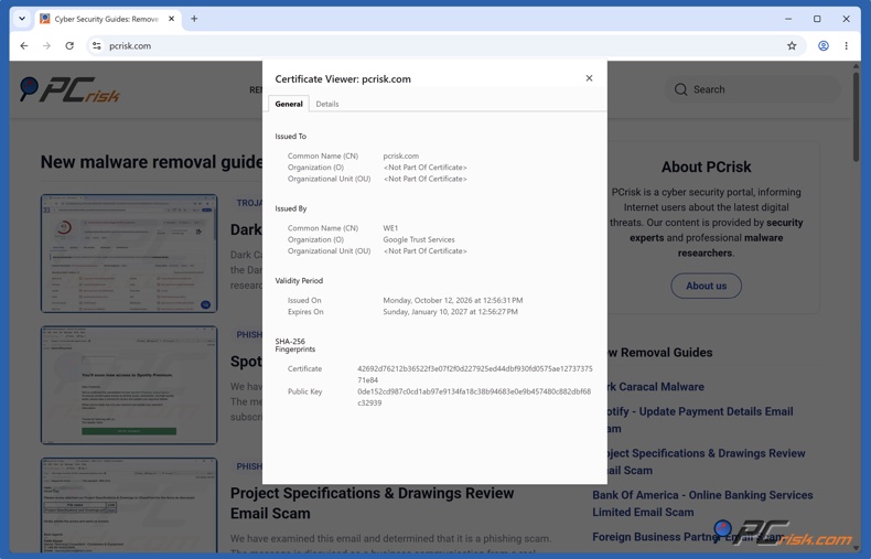 SSL-Zertifikatsdetails in Chrome