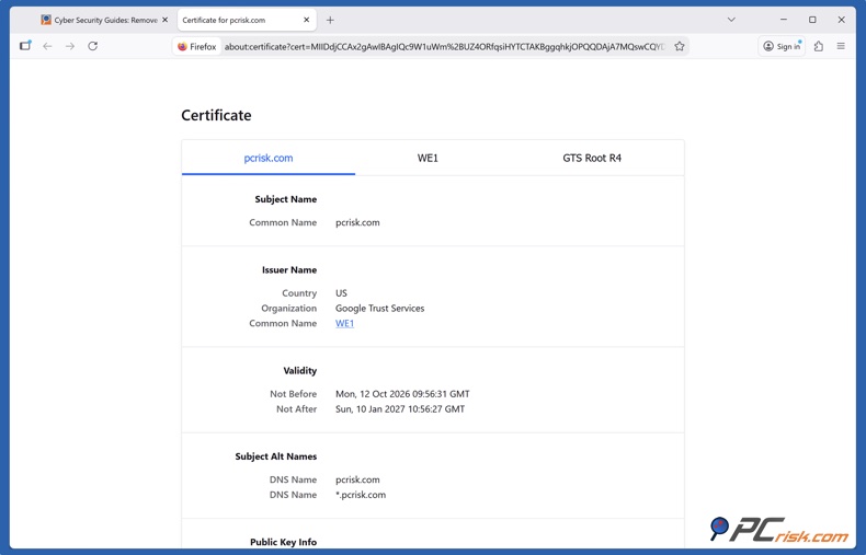 SSL-Zertifikatsdetails in Firefox