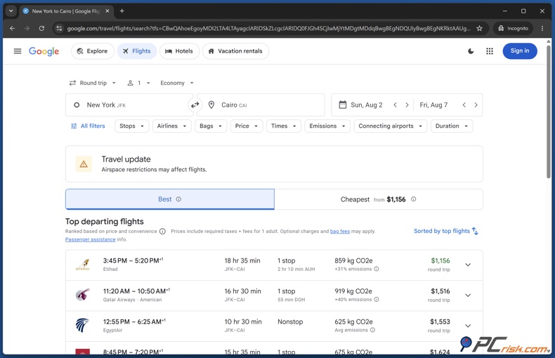 Google Flights-Suche