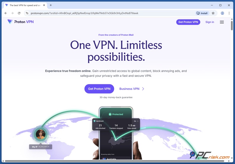 Proton VPN Startseite