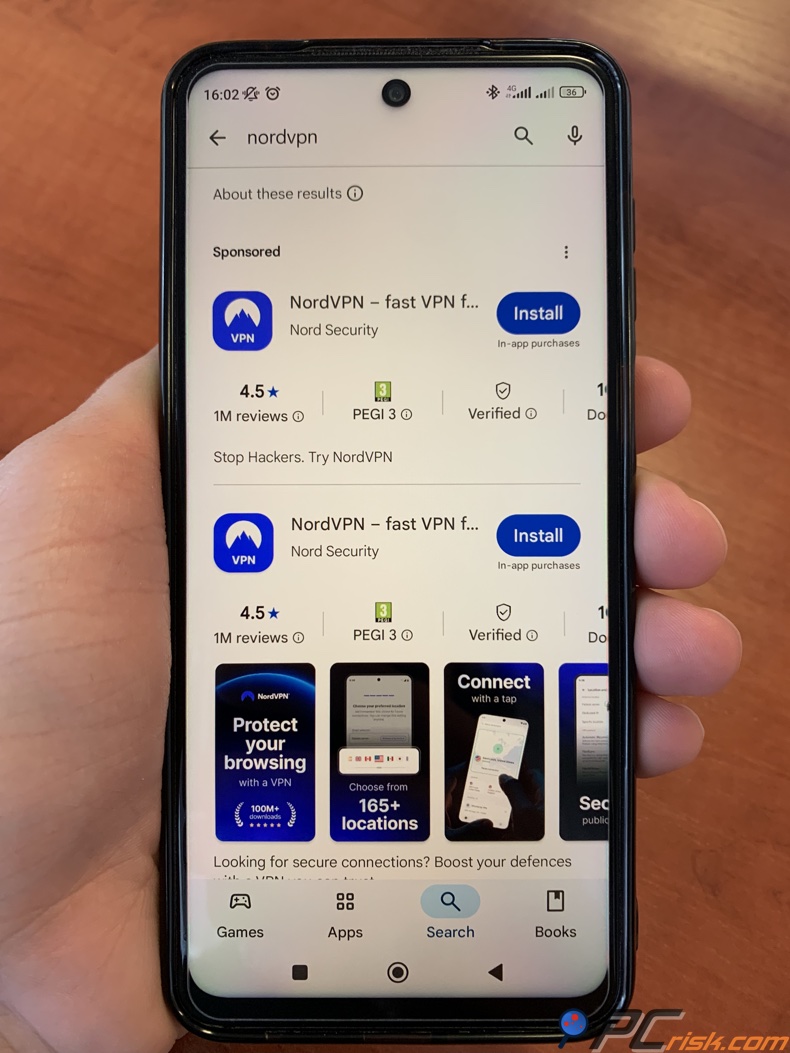 Den Google Play Store nach NordVPN durchsuchen