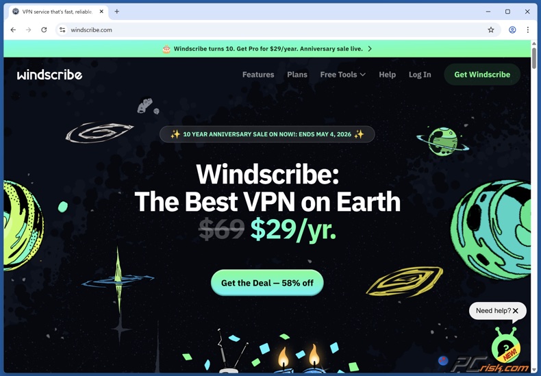 Windscribe Startseite