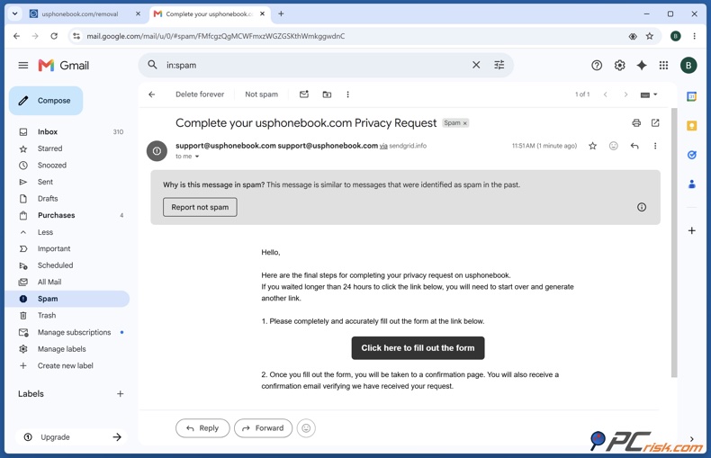 Verification email received