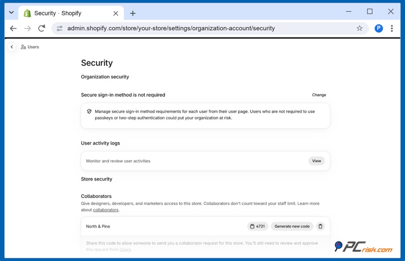 Shopify-Benutzersicherheit