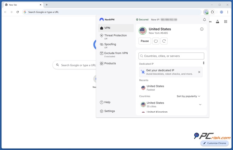 NordVPN Chrome-Erweiterung