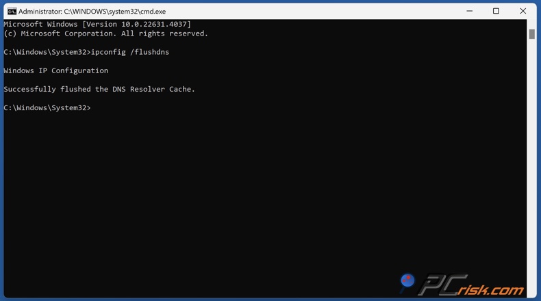 Run ipconfig /flushdns command in Command Prompt