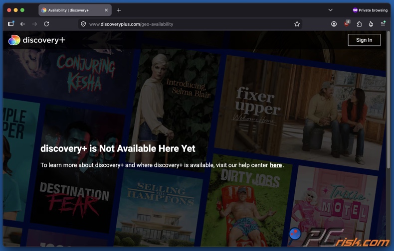 Discovery plus not available