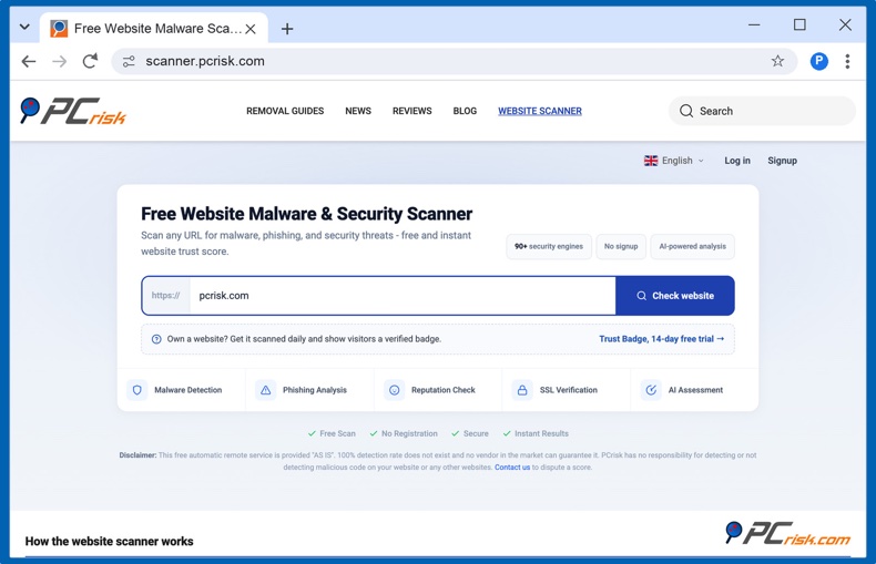 PCrisk Website Scanner