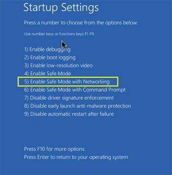Windows 10 Abgesicherter Modus mit Netzwerkeinstellungen