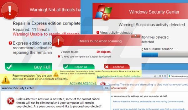 Attentive Antivirus generiert falsche Sicherheitswarnungs Pop-ups