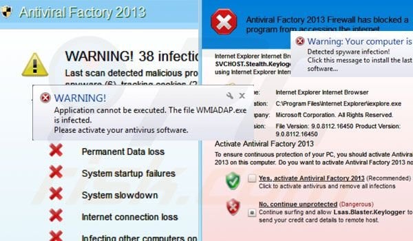 Antiviral Factory 2013 erstellt falsche Sicherheitswarnungs Pop-ups