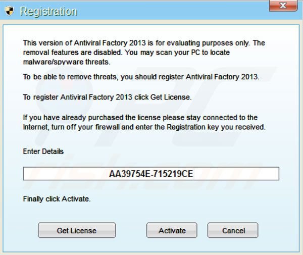 Antiviral Factory 2013 Registrierung Schritt 2
