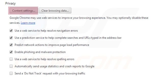 Google Chrome content settings
