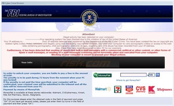 FBI MoneyPak Virus - Computer Sperrungsschwindel