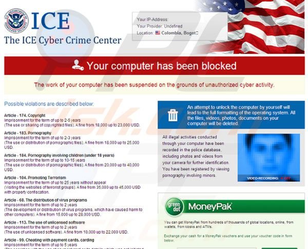 Der ICE Cyber Crime Center Virus