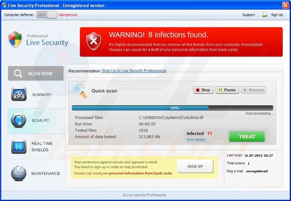 Live Security Professional (falsches Antivirus Programm)