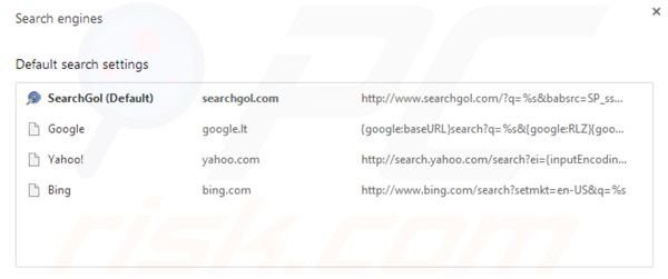 Searchgol Standardsuchmaschine bei Google Chrome