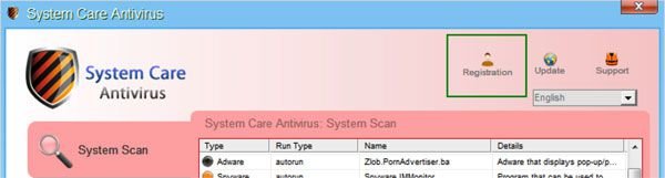 System Care Antivirus Entfernung mit Registrierungsschlüssel Schritt 1